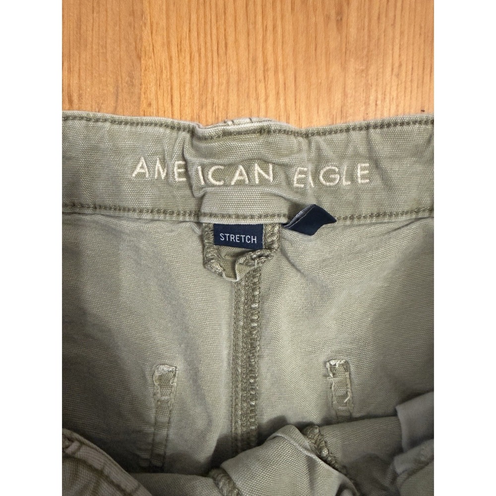 American Eagle Womens Stretch Cargo Pants Olive Green Utility Size 14 Straight - Picture 5 of 8